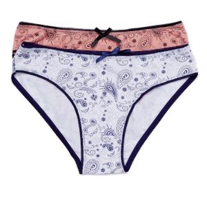 Wholesale Cotton panties for women with a pattern 2-pack white and salmon