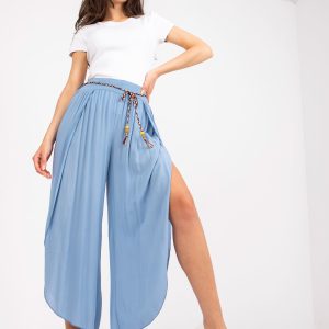 Wholesale Blue wide pants with high waisted fabric OCH BELLA