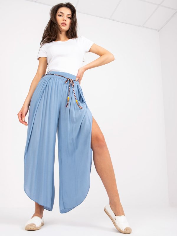 Wholesale Blue wide pants with high waisted fabric OCH BELLA