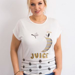 Wholesale T-shirt with viscose ecru PLUS SIZE