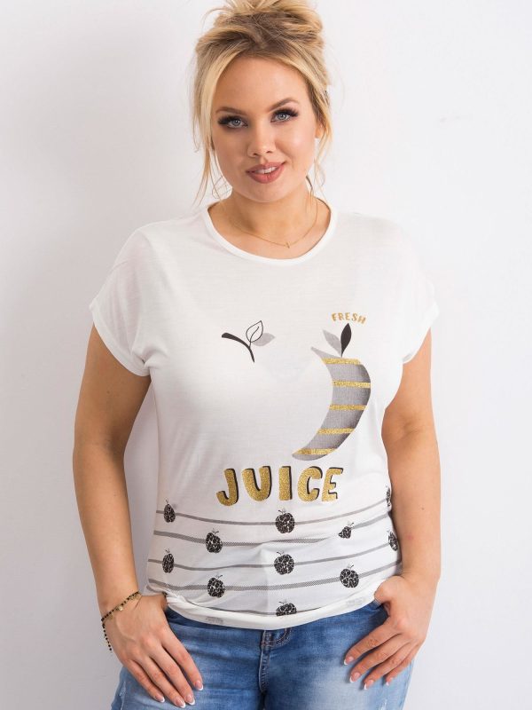 Wholesale T-shirt with viscose ecru PLUS SIZE