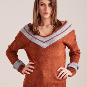 Wholesale Brown V-neck sweater