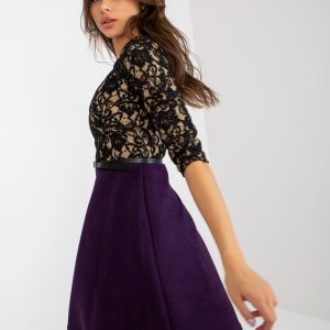 Wholesale Black and Dark Purple Knee Length Cocktail Dress