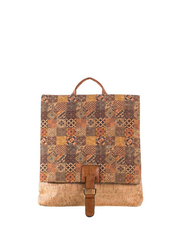 Wholesale Light Brown Patterned Backpack With Magnet