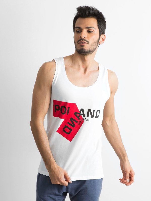 Wholesale Men's White Printed Tank Top