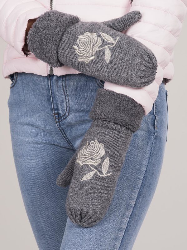 Wholesale Gray gloves with embroidery