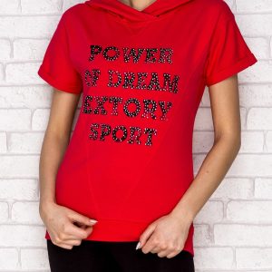 Wholesale POWER OF DREAM short sleeve sweatshirt dark pink