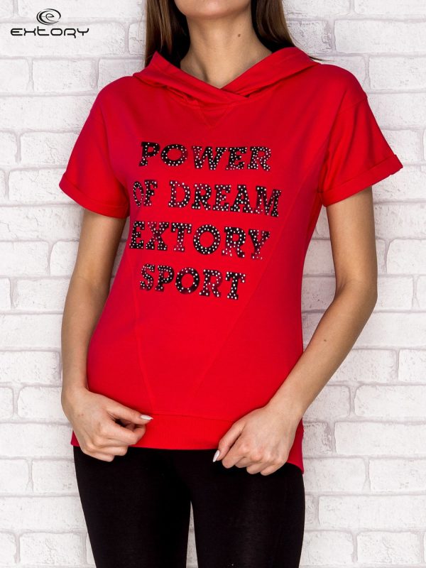 Wholesale POWER OF DREAM short sleeve sweatshirt dark pink