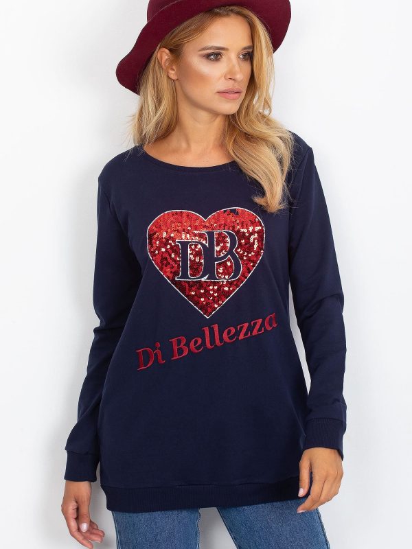 Wholesale Navy blue sweatshirt with applique