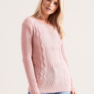 Wholesale Light pink knitted sweater with braids