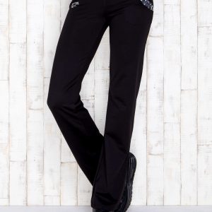 Wholesale Black sweatpants with silver inserts