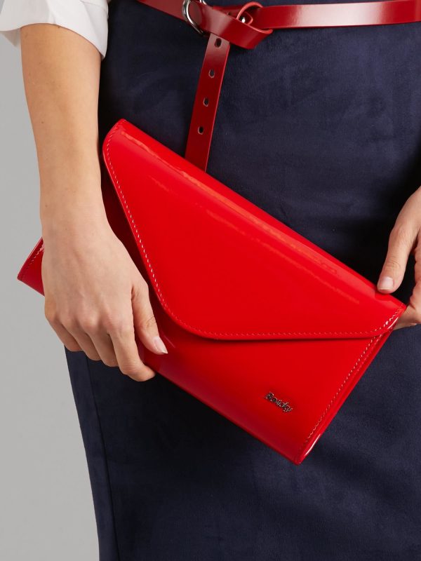 Wholesale Red large lacquered clutch bag