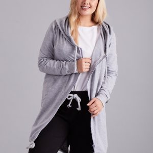 Wholesale Gray Zip Sweatshirt PLUS SIZE