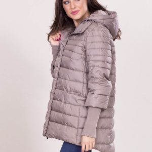 Wholesale Dark beige jacket for winter with hood