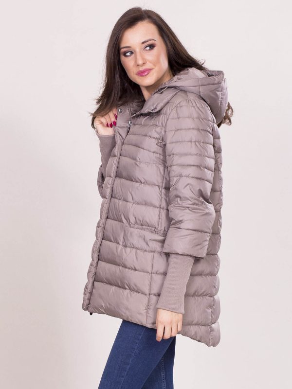 Wholesale Dark beige jacket for winter with hood