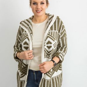 Wholesale Khaki Plus Size Hooded Sweater