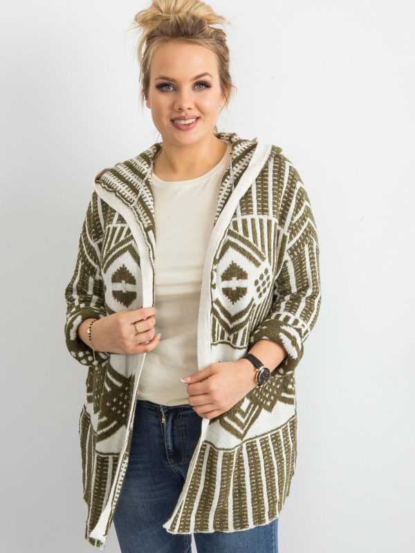 Wholesale Khaki Plus Size Hooded Sweater