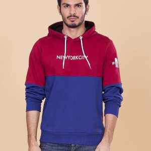 Wholesale Burgundy blue hoodie for men