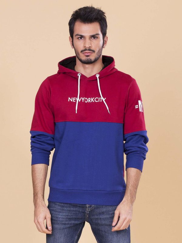 Wholesale Burgundy blue hoodie for men