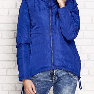 Wholesale Jacket with sliding pockets and detachable hood blue