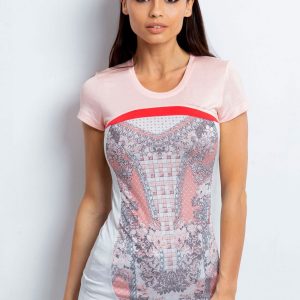 Wholesale Pale pink t-shirt with floral print