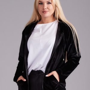 Wholesale Plus Size Black Velvet Hoodie