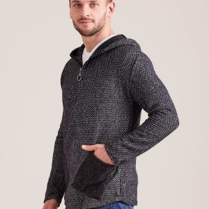 Wholesale Dark grey sweatshirt for men with zipper