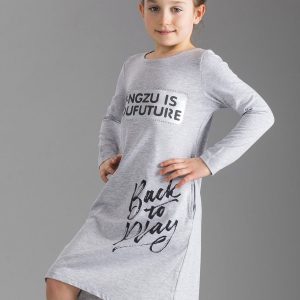 Wholesale Gray children's dress with inscriptions