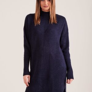 Wholesale Navy blue turtleneck women's sweater