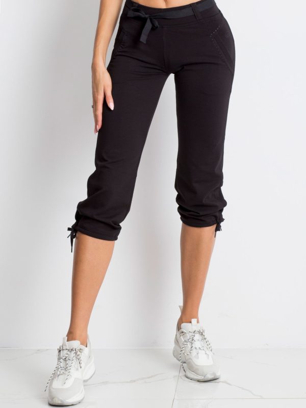 Wholesale Black capri sweatpants with side pockets