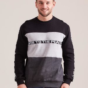 Wholesale Black cotton sweatshirt for men with inscriptions