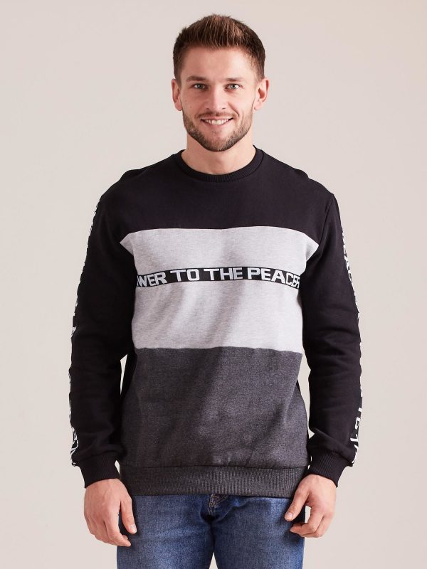 Wholesale Black cotton sweatshirt for men with inscriptions