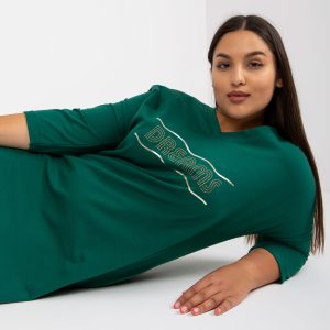 Wholesale Dark Green Plus Size Cotton Tunic With Pockets