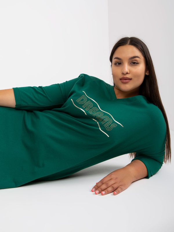 Wholesale Dark Green Plus Size Cotton Tunic With Pockets