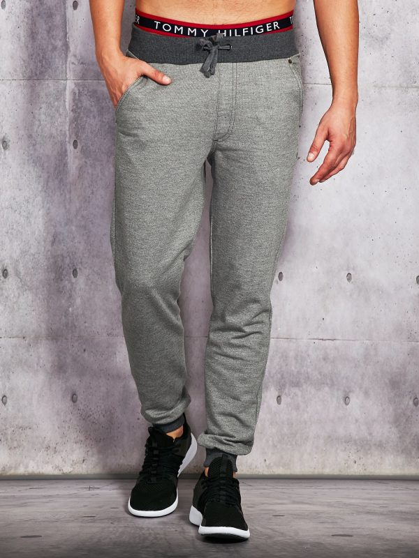 Wholesale Men's graphite sweatpants with darker welts