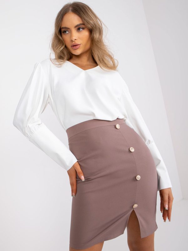 Wholesale Beige mini pencil skirt with buttons Kornelia