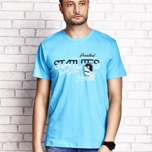 Wholesale Blue t-shirt for men with inscription print and number 9