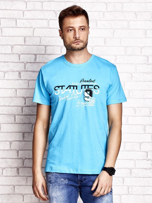 Wholesale Blue t-shirt for men with inscription print and number 9