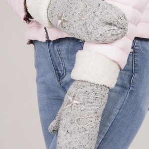 Wholesale Grey One Finger Gloves with Embroidery