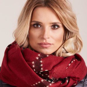 Wholesale Red scarf with lattice motif