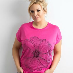 Wholesale Dark pink T-shirt with plus size print