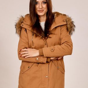 Wholesale Light brown padded parka jacket