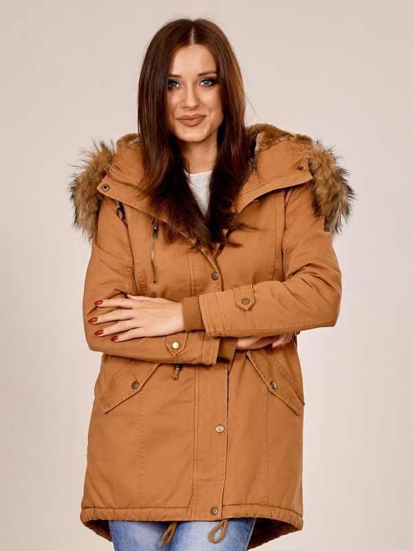 Wholesale Light brown padded parka jacket