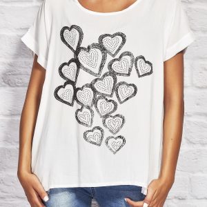 Wholesale White blouse with jewelry hearts