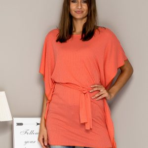 Wholesale Orange ribbed tunic with binding