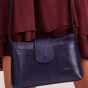 Wholesale Small leather handbag with detachable strap navy blue