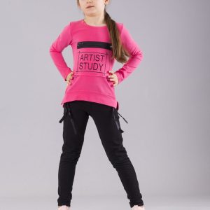 Wholesale Dark pink girl blouse with print and pocket