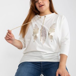 Wholesale White Plus Size Cotton Blouse with Applique