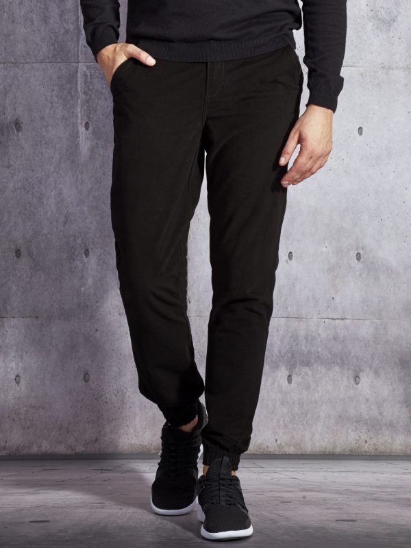 Wholesale Black fabric men's pants with camo pockets