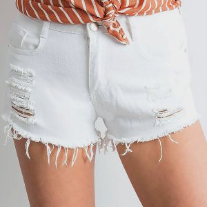 Wholesale White denim shorts with holes